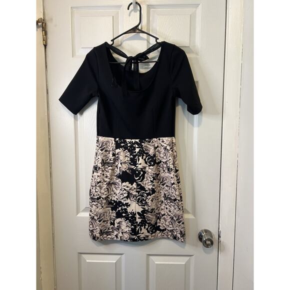 Lauren Conrad Size 6 Polyester Black & Pink floral Fit And Flare Cocktail Dress - Picture 2 of 10